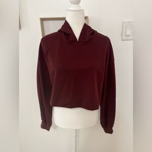 Women’s Wine Red Cropped Pullover Hoodie Size Small